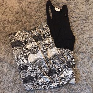 Black and white patterned maxi dress